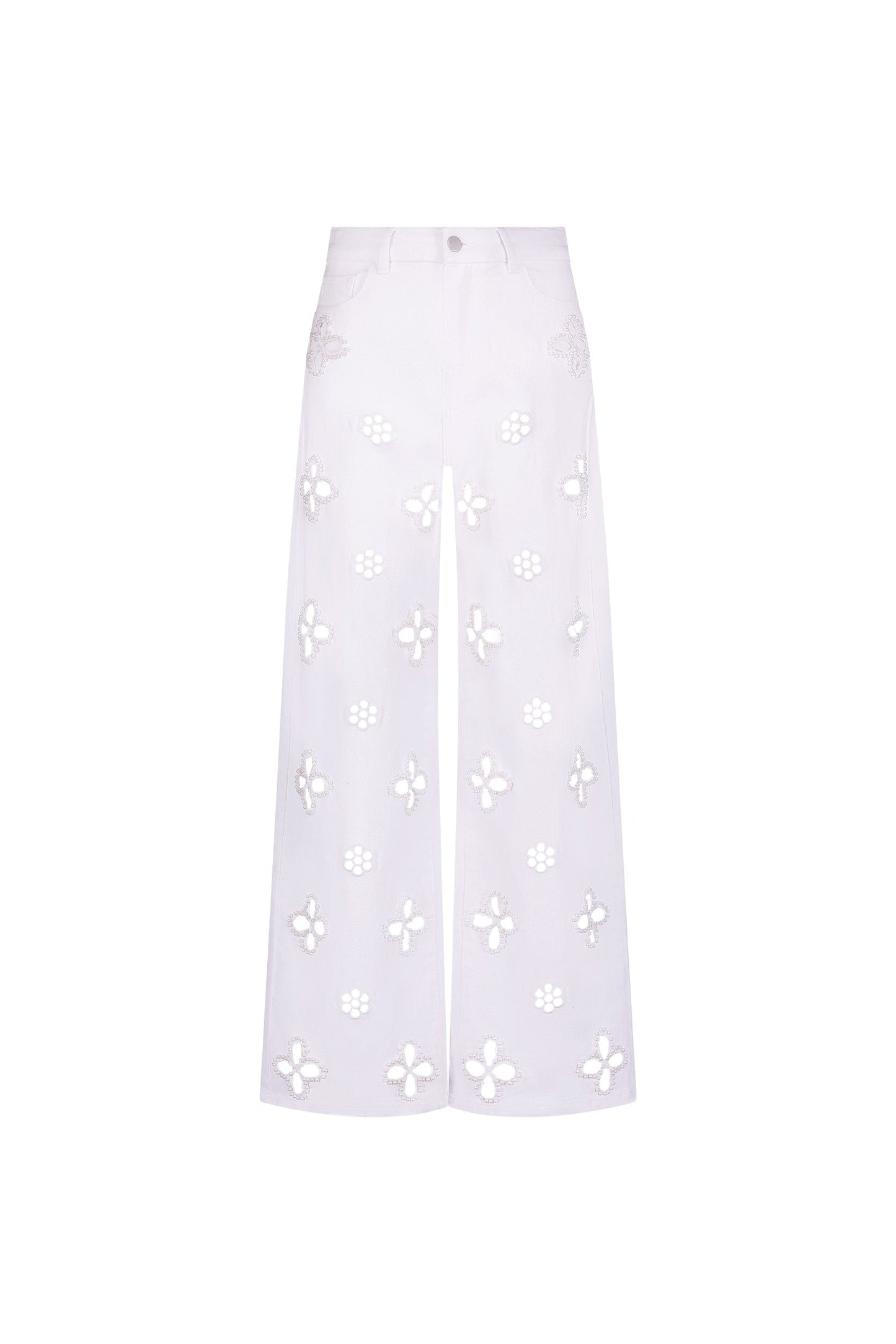 Kaia Pearl High Rise Jean - White