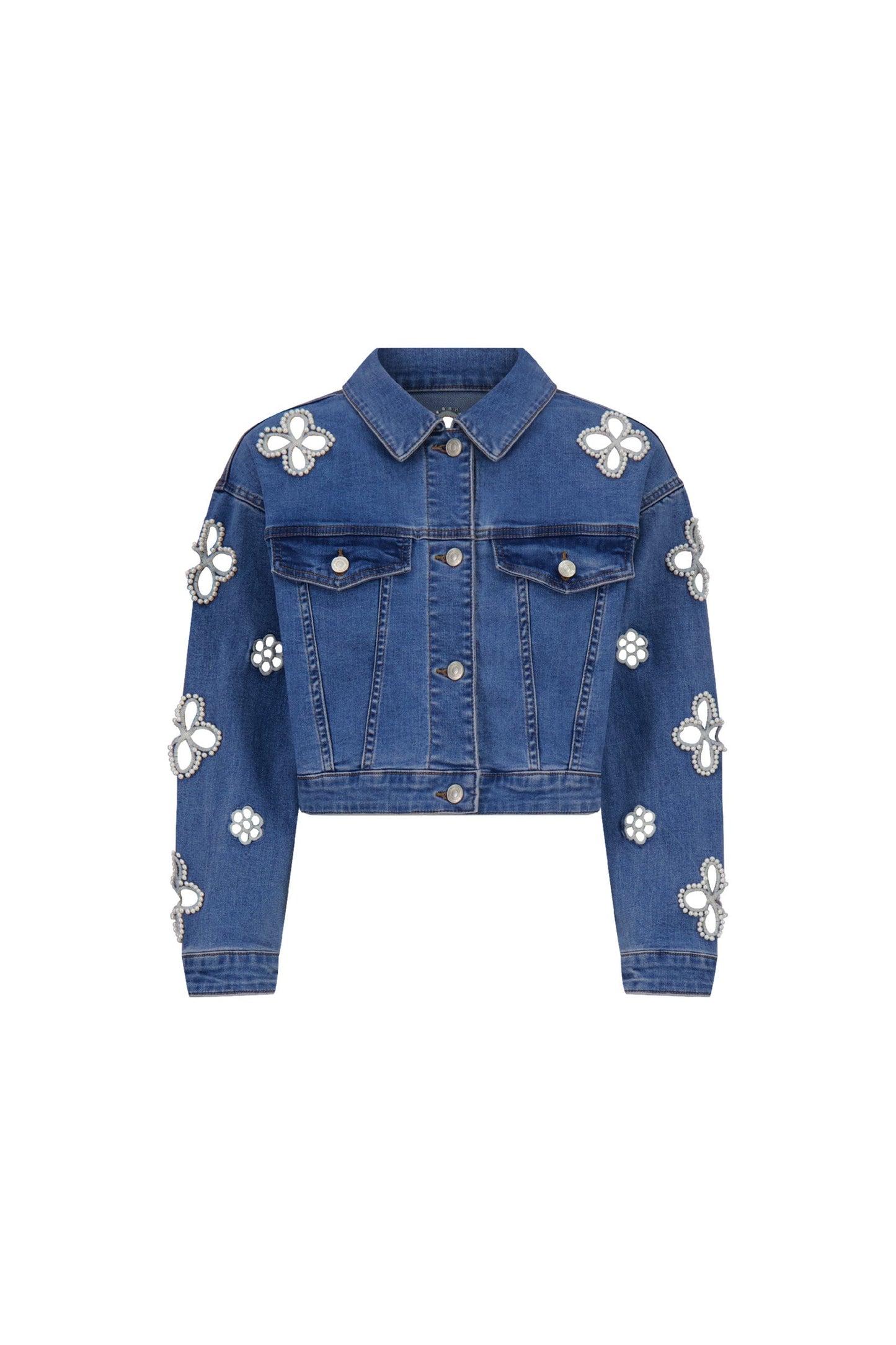 Kaia Pearl Jean Jacket - Medium Blue