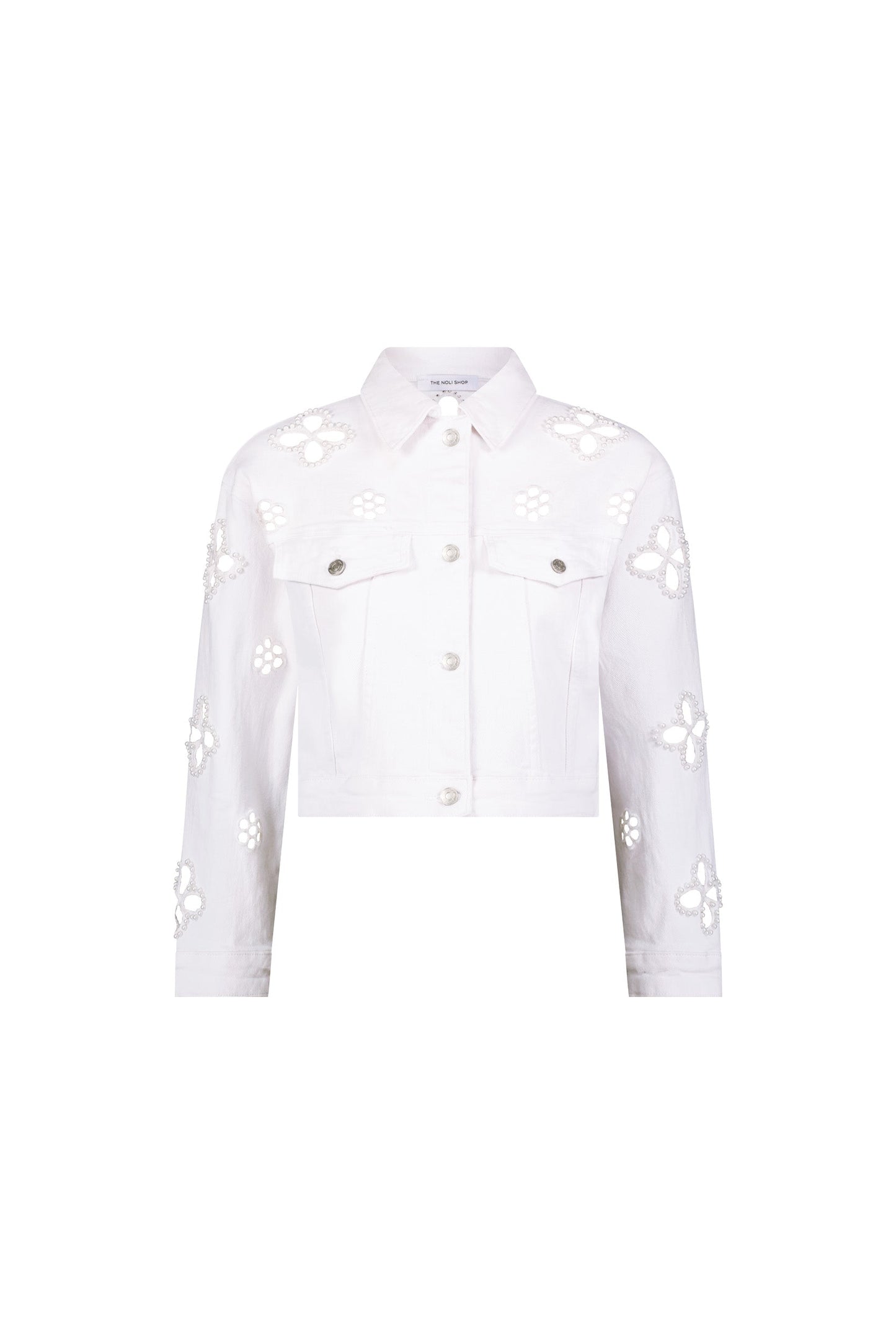 Kaia Pearl Jean Jacket - White