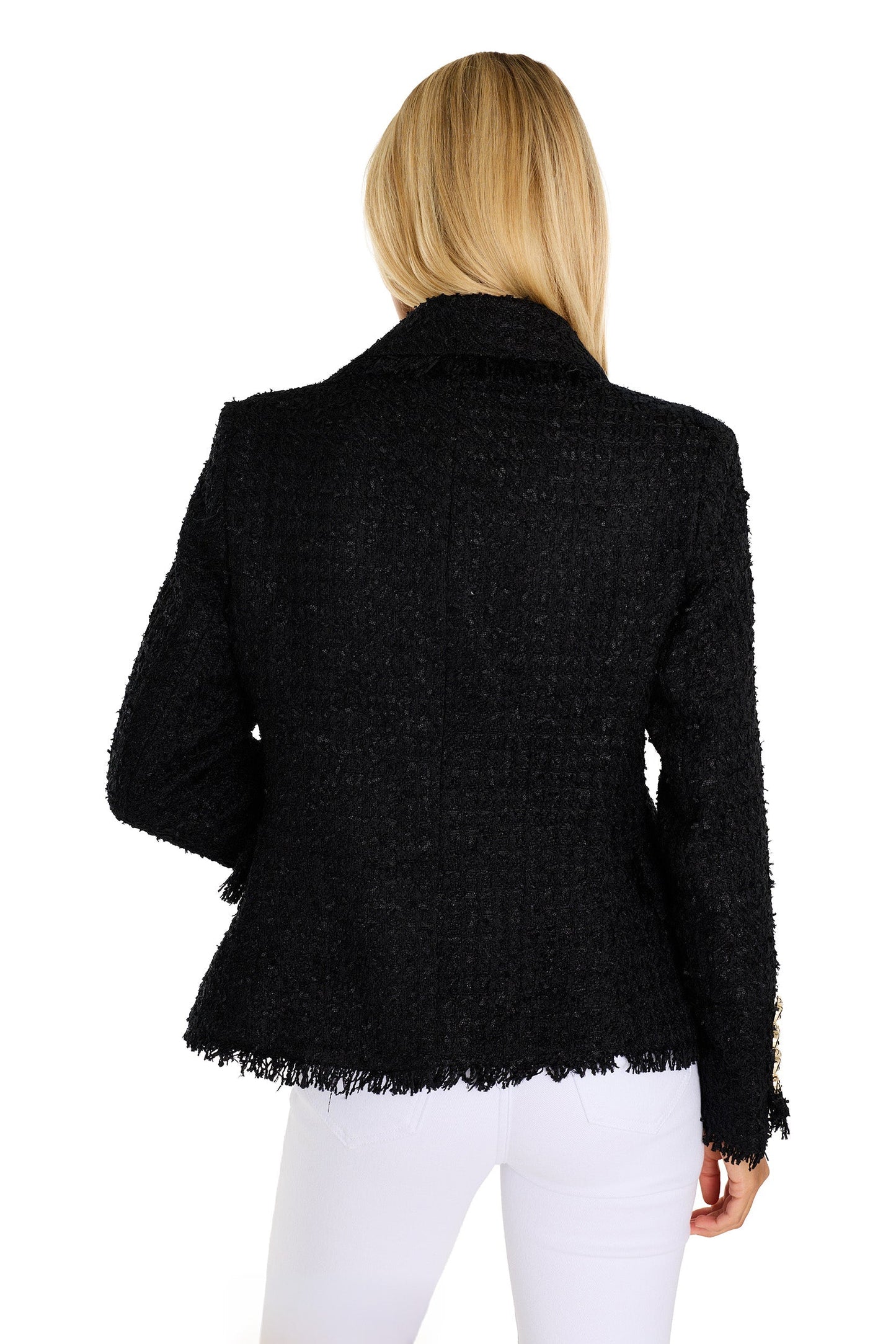 Giselle Single Breasted Tweed Blazer - Black