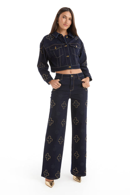 Kaia Studded Jacket - Indigo