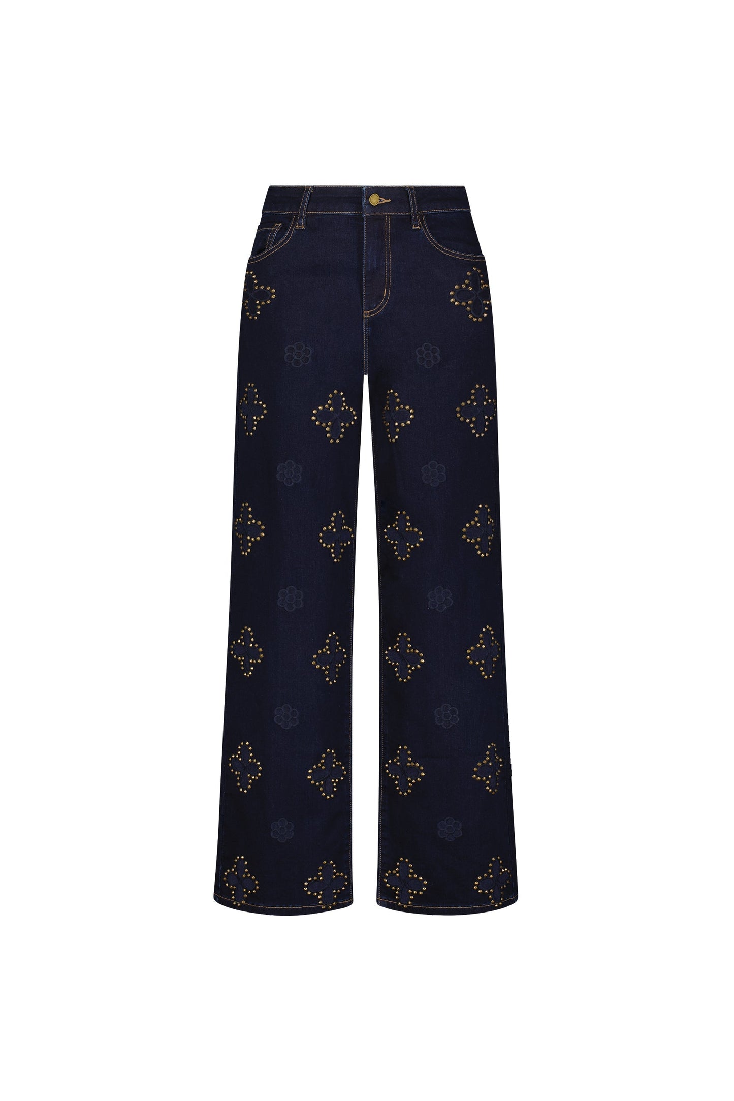 Kaia Studded High Rise Jean - Indigo