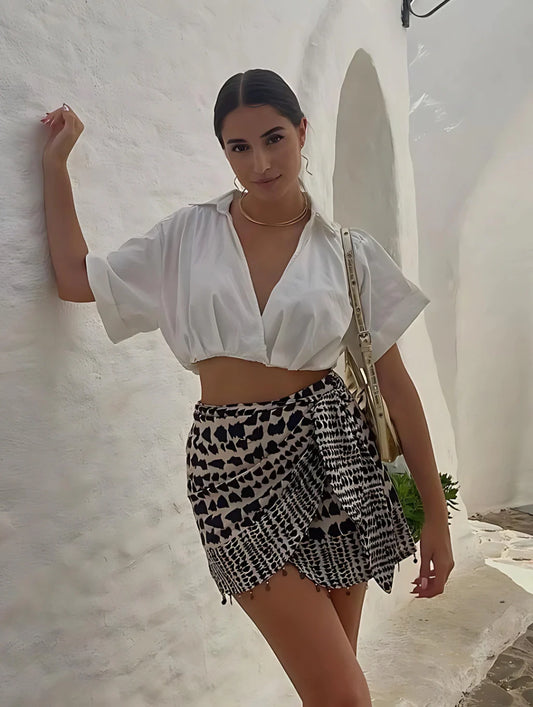 Falda Estampada Catarina con Lazo
