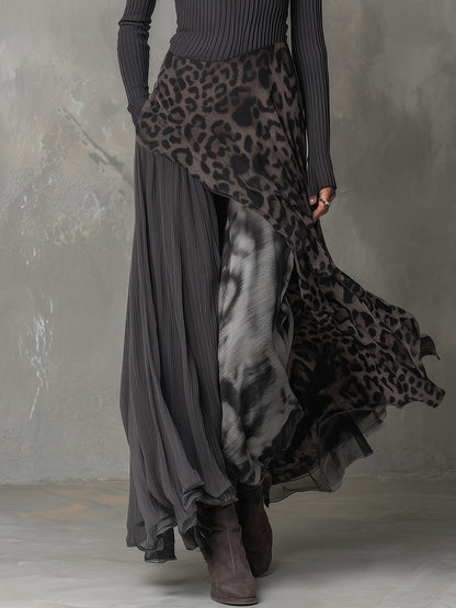 Martina - Vestido largo de estilo bohemio con estampado de leopardo