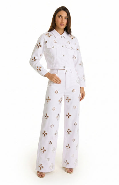 Kaia Pearl High Rise Jean - White
