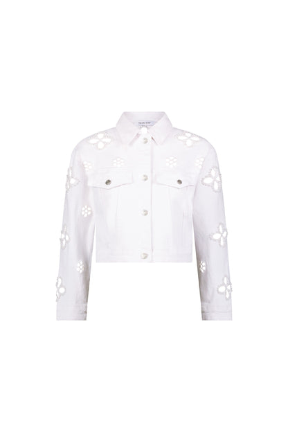 Kaia Pearl Jean Jacket - White