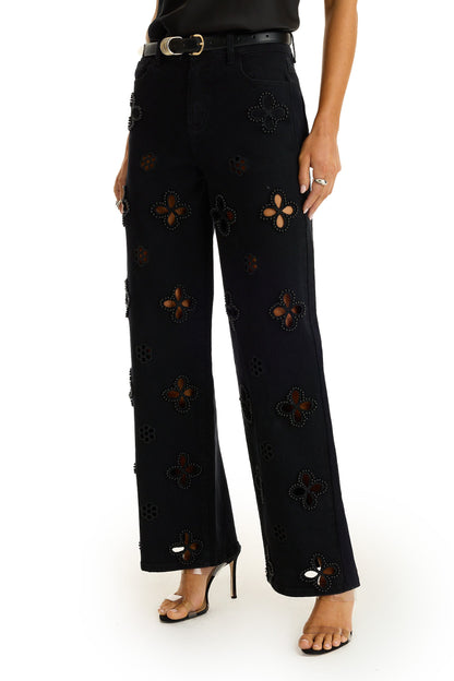 Kaia Pearl High Rise Jean - Black