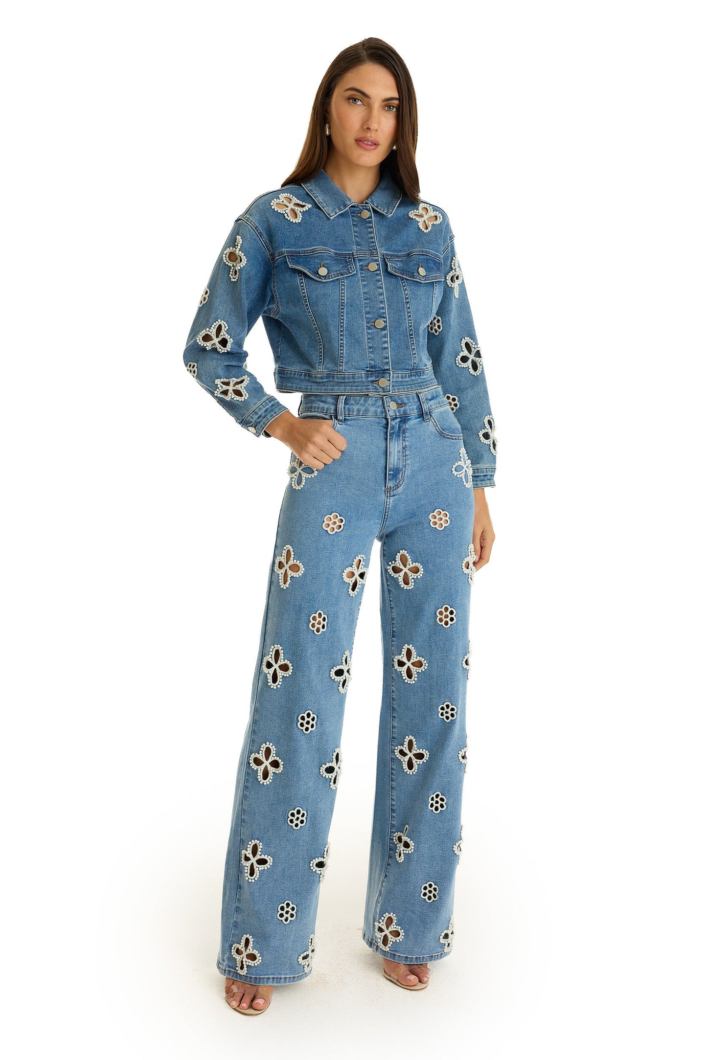 Kaia Pearl High Rise Jean - Medium Blue