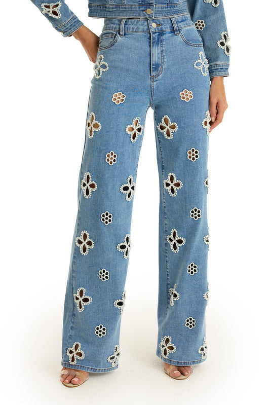 Kaia Pearl High Rise Jean - Medium Blue