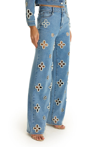 Kaia Pearl High Rise Jean - Medium Blue