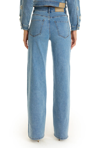 Kaia Pearl High Rise Jean - Medium Blue