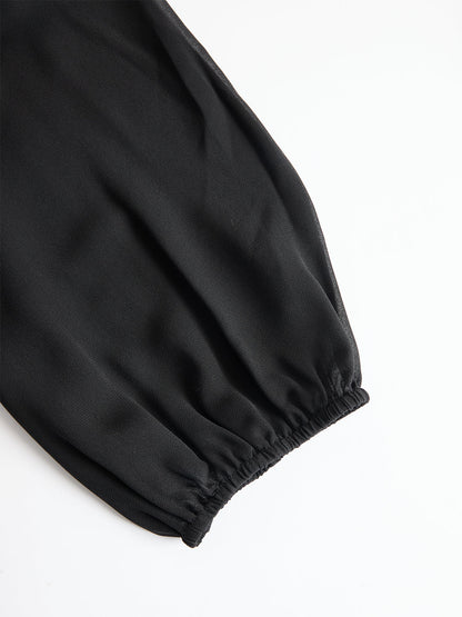 Black Chiffon Top And Wide Leg Pants Three Piece Set