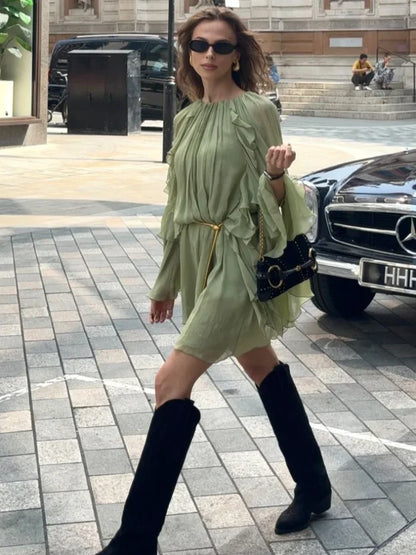 Vestido Plissado Camadas