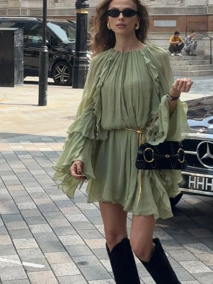 Vestido Plissado Camadas