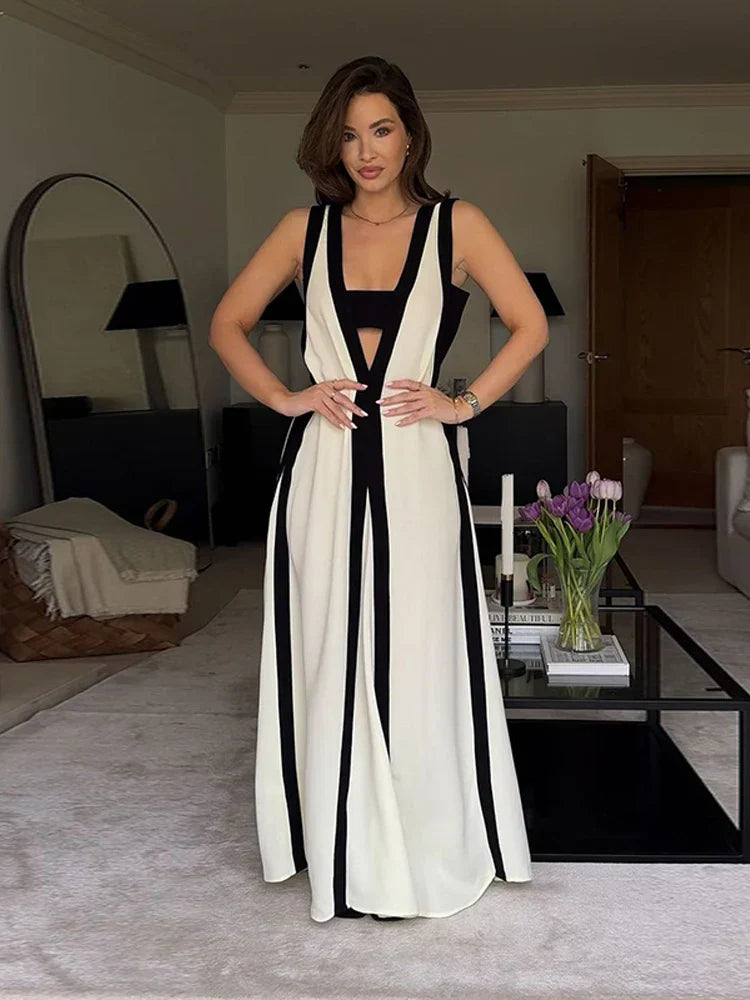 Vestido Maxi Black White