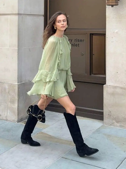 Vestido Plissado Camadas