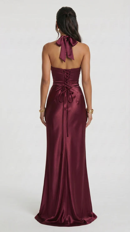 Celeste - Vestido largo halter Gala