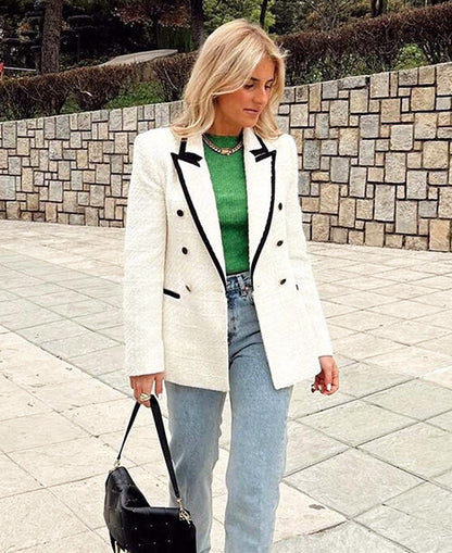 Blazer  tweed blanca y negra