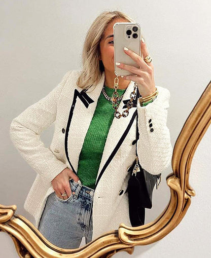 Blazer  tweed blanca y negra