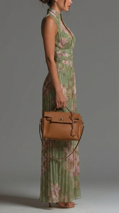 IMPRESCINDIBLE – Mono de chifón plisado con estampado floral