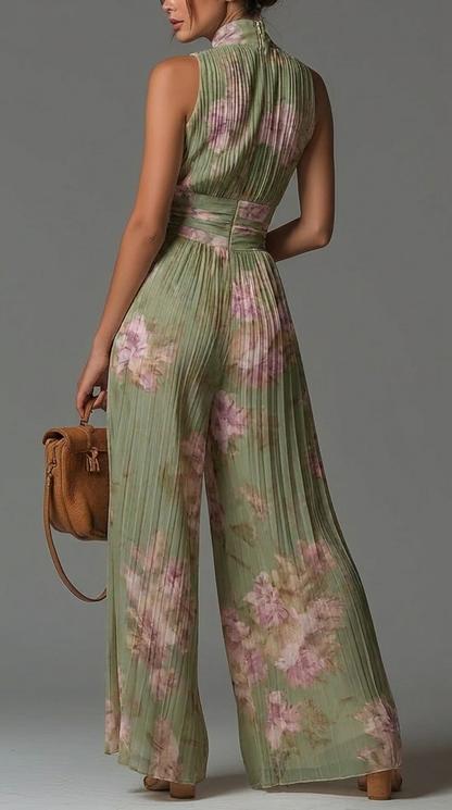 IMPRESCINDIBLE – Mono de chifón plisado con estampado floral